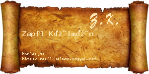 Zapfl Kálmán névjegykártya